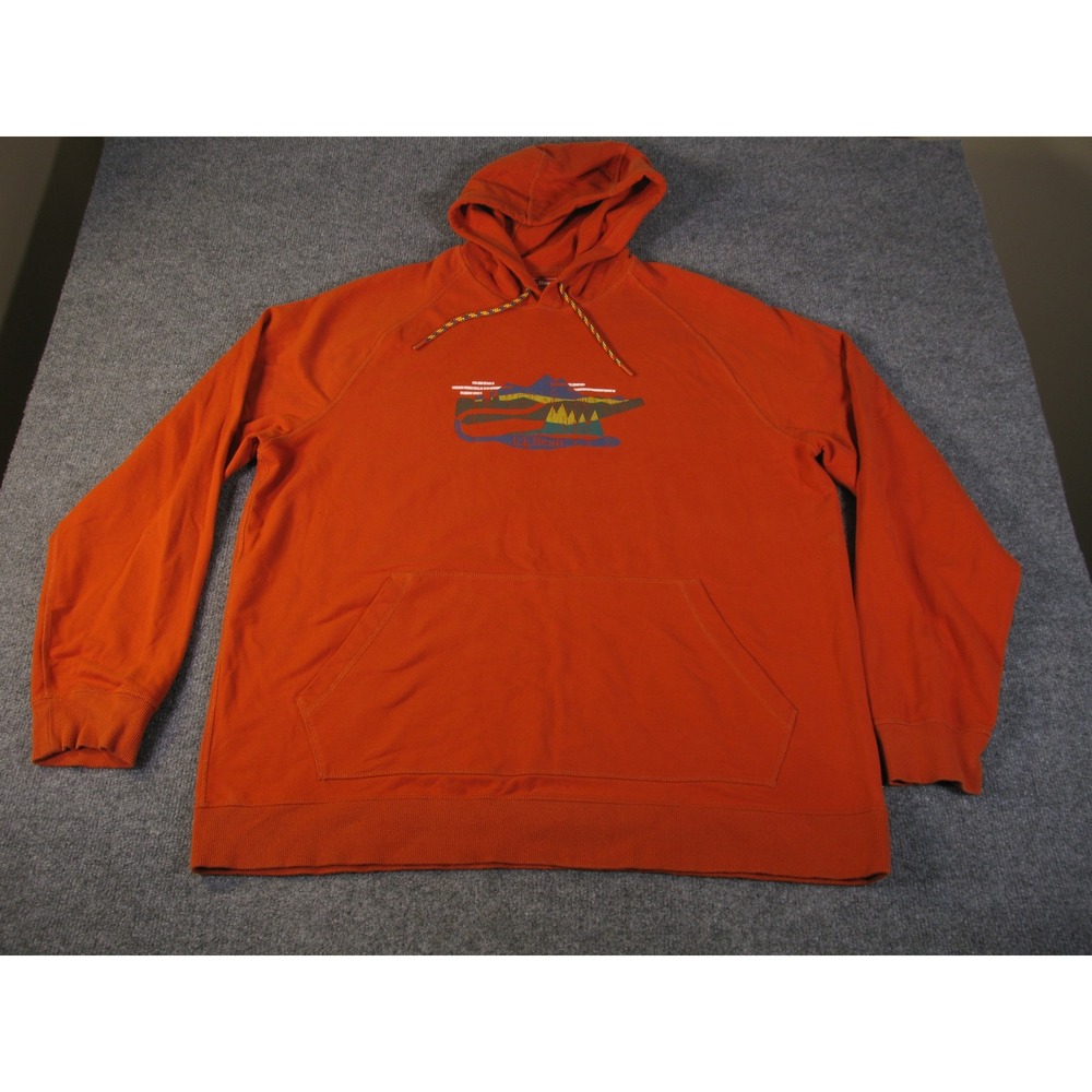 LL Bean Mens Hoodie XXL Tall Burnt Orange Mountain Canoe Sweatshirt 515612